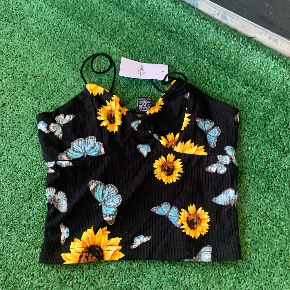 Butterfly and sunflower tank top